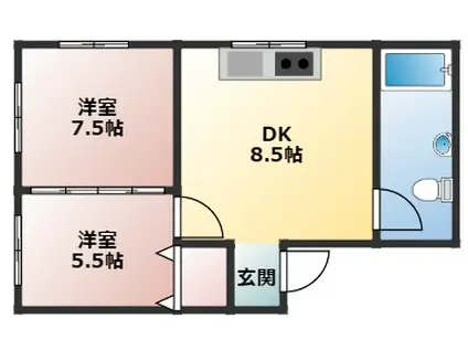 PANアパート(2DK/3階)の間取り写真