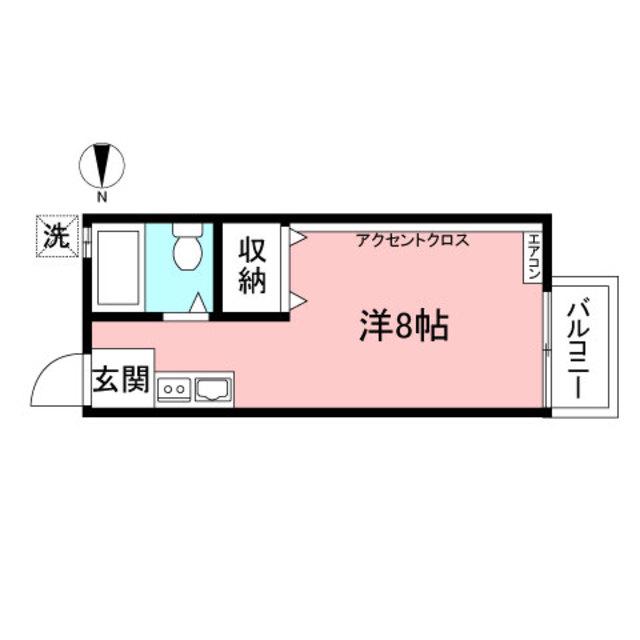 パールハイツ向ヶ丘(ワンルーム/2階)の間取り写真