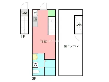 THE TERRACE 鵠沼藤ヶ谷(ワンルーム/2階)の間取り写真