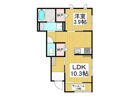 キャピタルメゾン村井 B棟(1LDK/1階)の間取り写真