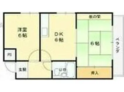大和田ローズマンション(2DK/2階)の間取り写真