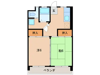 石堂ハイツ6号棟(2DK/3階)の間取り写真