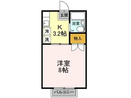 ビューフォート屋島(1K/1階)の間取り写真