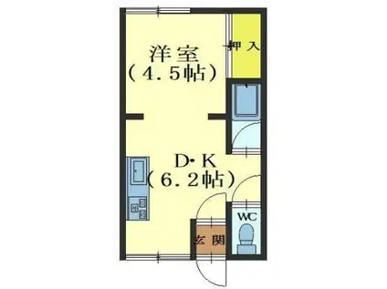 コーポ春日(1DK/2階)の間取り写真