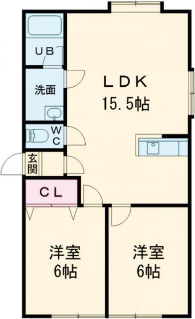 ラ・メゾン・ボワ(2LDK/1階)の間取り写真