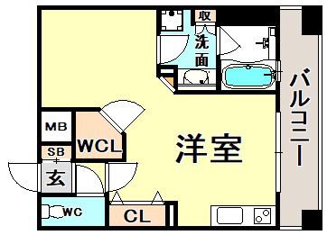 プレジール三ノ宮(1K/7階)の間取り写真