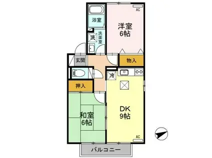 ウォーターシールドA(2DK/1階)の間取り写真