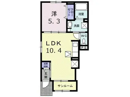 アバンツァート 4番館(1LDK/1階)の間取り写真