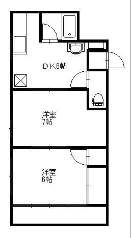 ニュー双葉マンション1号棟(2DK/3階)の間取り写真