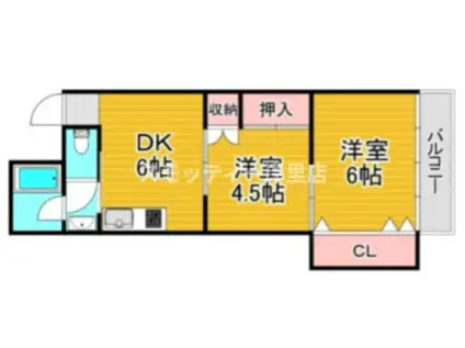 南海本線 粉浜駅 徒歩7分 3階建 築48年(2DK/2階)の間取り写真
