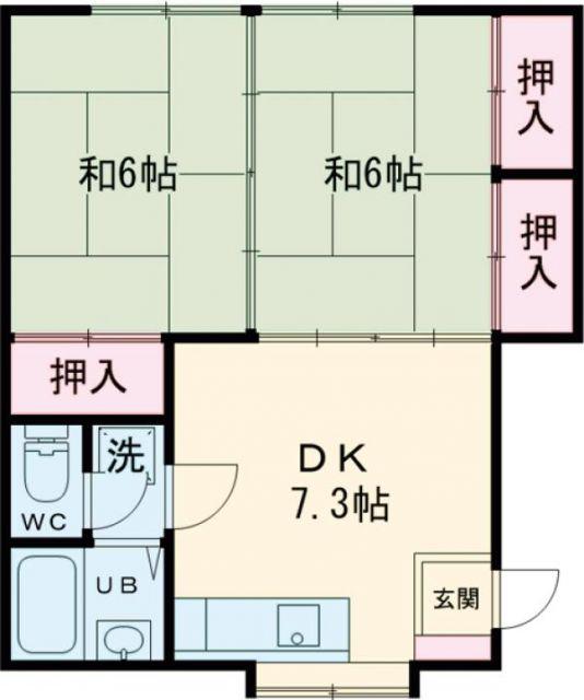 カーサ・ベルポンテB棟(2DK/2階)の間取り写真