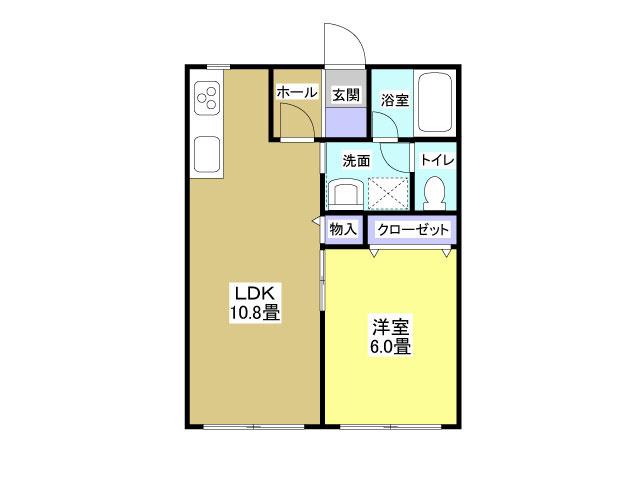 シャトー富ケ丘II(1LDK/1階)の間取り写真