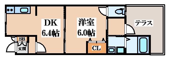 アルディシア中野(1DK/1階)の間取り写真