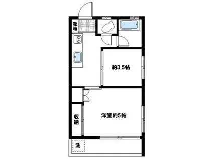 かすみコーポ(2K/3階)の間取り写真