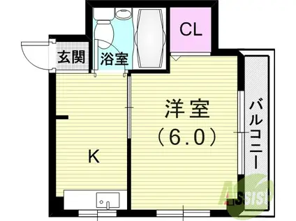 STUDIO-I箕面(1DK/3階)の間取り写真