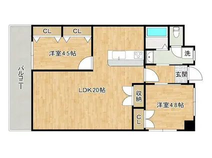 第17共立ビル(2LDK/6階)の間取り写真