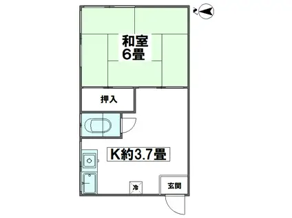 山田荘(1K/2階)の間取り写真