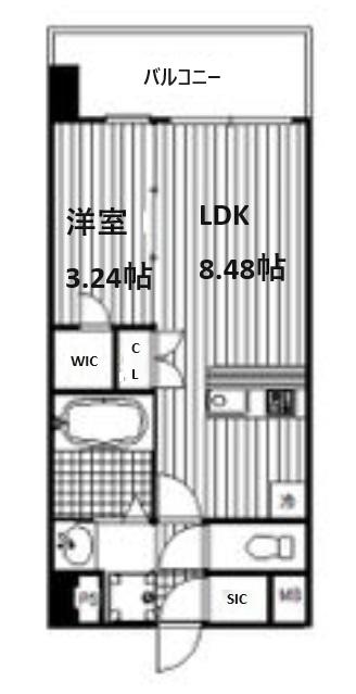 エスリードレジデンス都島ノース(1LDK/4階)の間取り写真