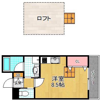 シャンテ-中宮III(ワンルーム/4階)の間取り写真
