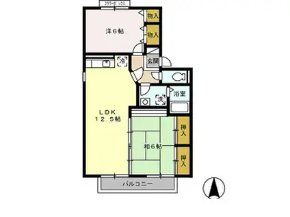 セジュール若葉(2LDK/2階)の間取り写真