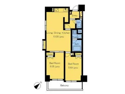 静岡馬渕エンブルコート(2LDK/8階)の間取り写真