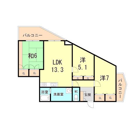 グランドシャトー西明石(3LDK/3階)の間取り写真