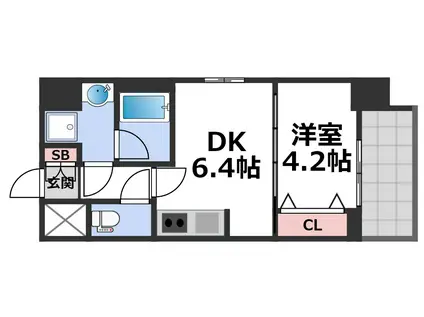 グランカーサ高井田(1DK/2階)の間取り写真