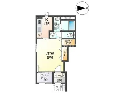 リヴィエール(1K/1階)の間取り写真