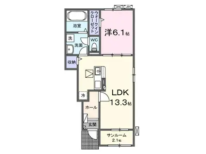 グランリーザII(1LDK/1階)の間取り写真