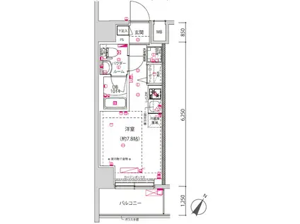 クラリッサ横浜シエル(ワンルーム/3階)の間取り写真
