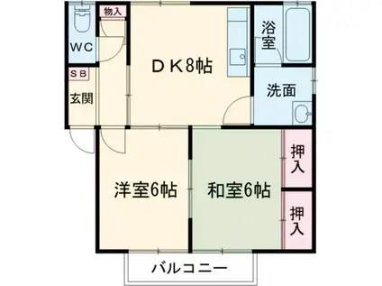 シャンテ吉田A(2DK/2階)の間取り写真