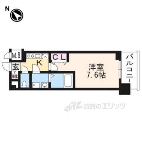 クリスタルグランツ京都西大路(1K/6階)の間取り写真