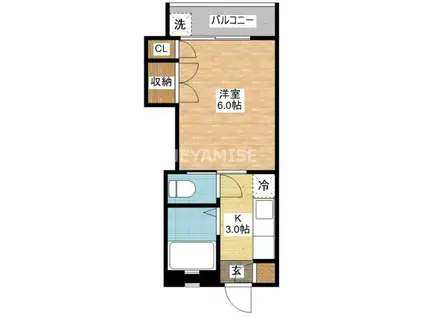 キャッスル東山手(1K/4階)の間取り写真