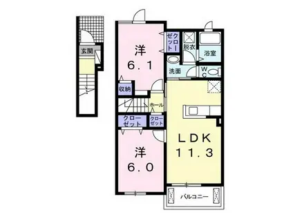 コッティ II(2LDK/2階)の間取り写真