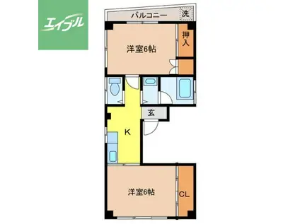 バウハウスサード(2K/3階)の間取り写真