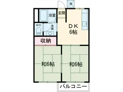 ラフォーレ城南(2DK/2階)の間取り写真