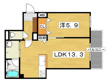 サンヴィアンテ長尾II(1LDK/2階)の間取り写真
