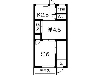 重美荘(2K/1階)の間取り写真