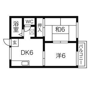 サンシャイン石田B棟(2DK/1階)の間取り写真