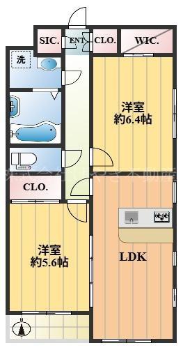 PRIME FOREST UI(2LDK/1階)の間取り写真