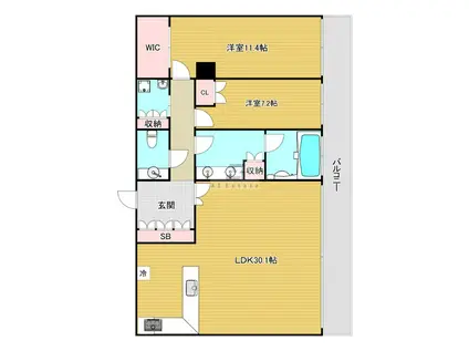 THE KITAHAMA(2LDK/50階)の間取り写真