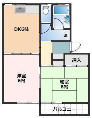 ライムささがせII(2DK/1階)の間取り写真