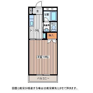 パレ・ド・メナール A棟(1K/1階)の間取り写真