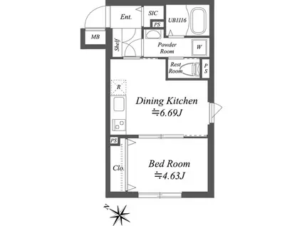 SOLASIA RESIDENCE南大塚(1DK/3階)の間取り写真