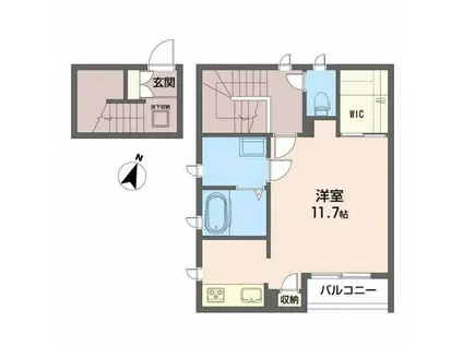 国見パーソナルヒルズ(ワンルーム/2階)の間取り写真