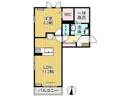 ミライエ・エヴォ2(1LDK/2階)の間取り写真