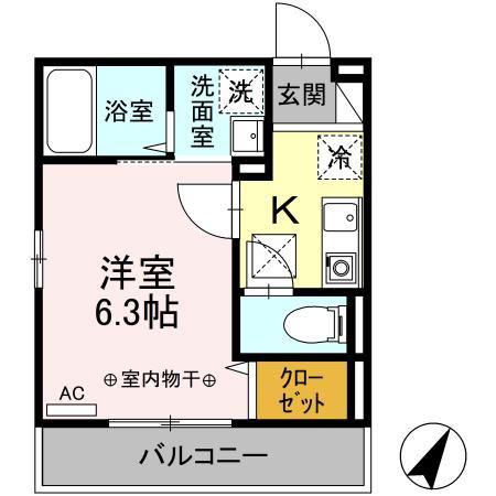 セジュール大船S(1K/1階)の間取り写真