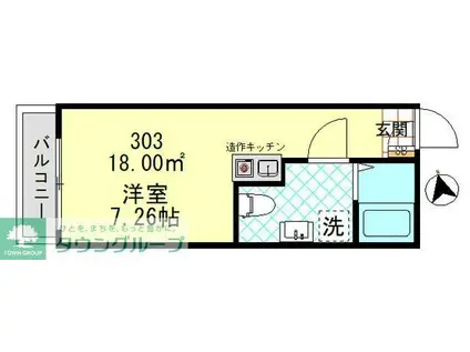 AIR COURT(ワンルーム/3階)の間取り写真