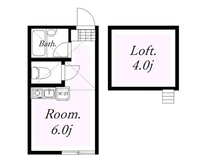 ユナイト仲通マリアージュの杜(ワンルーム/2階)の間取り写真