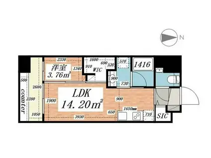 パークルール大手町(1LDK/3階)の間取り写真